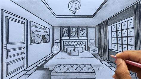 How To Draw One Point Perspective Bedroom Printable Step By Step 6b4