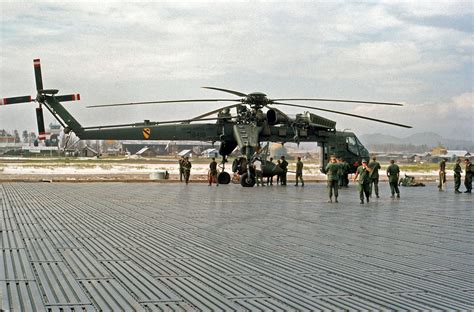 Vietnam War A 1st Air Cavalry Sikorsky Ch 54 Tarhe Being Loaded With A