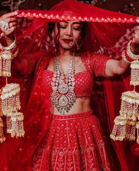Red Wedding Wear Neha Kakkar Bridal Lehenga Ma Panache Id 22868030388