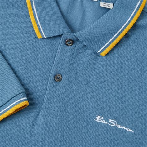 Ben Sherman Tipped Pique Polo Shirt Blue Adaptor Clothing