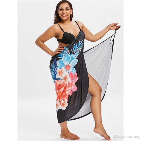 2021 2018 Bikini Cover Ups Plus Size Floral Print Cover Up Dress Beach