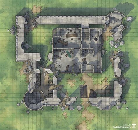 Ruined Keep 34x32 Battlemaps Dnd World Map Dungeon Maps Fantasy Map
