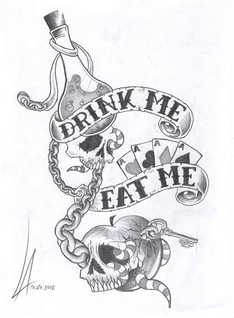 A Dark Version Of Drink Eat Me Illustration Of Alice In Wonderland