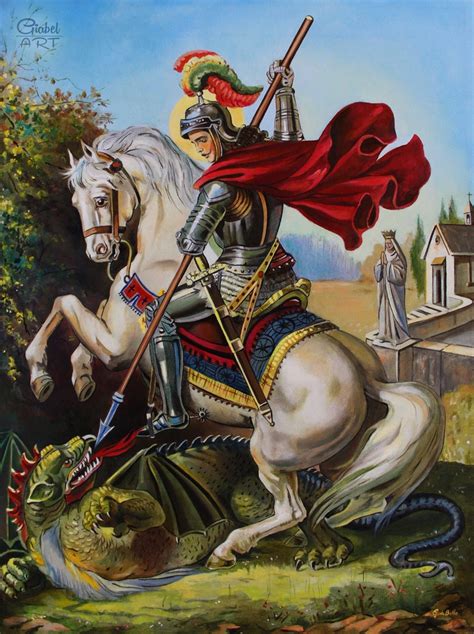 St George And The Dragon Christian Icon Hq Print Of Etsy