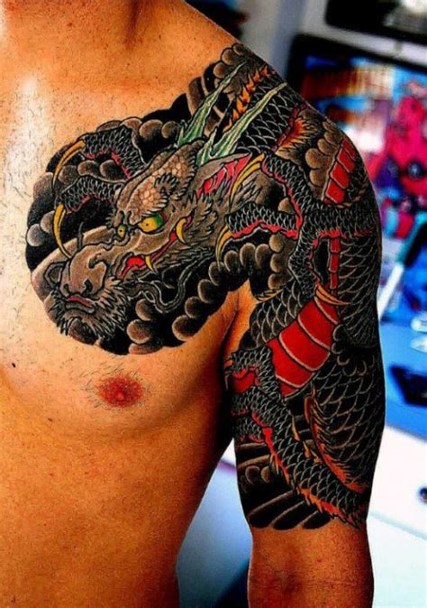 30 Dragon Half Sleeve Tattoos For Men Fire Spewing