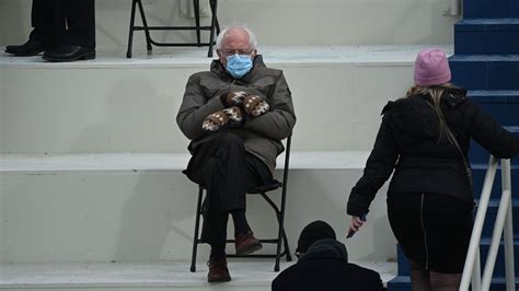 Bernie Sanders Mask Chair I Was Trying To Keep Warm Bernie Sanders Reacts To Viral Mittens