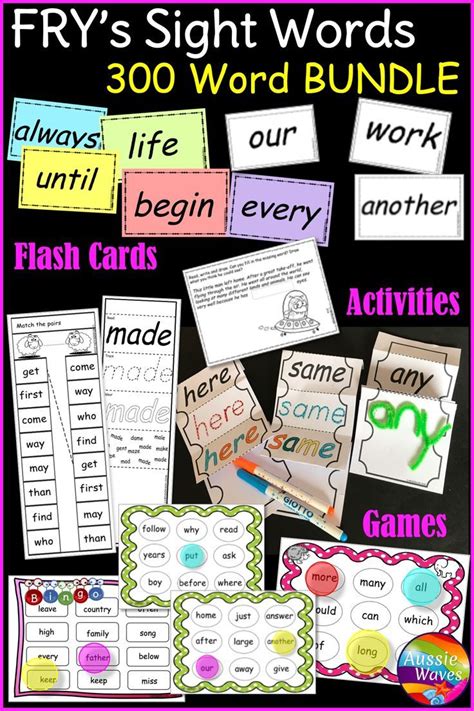 Frys Sight Words Lists Games And Activities For The First 300 Words