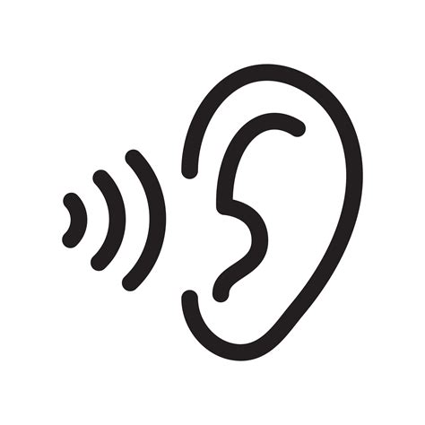 Ear Icon Ear Line Design The Concept Of Hearing Problems Isolated On