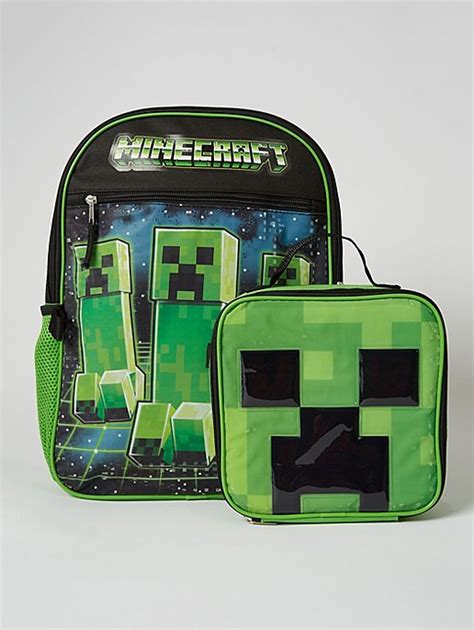 Taschen Minecraft Creeper Green Kids Backpack And Lunch Box School Set