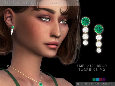 The Sims Resource Emerald Drop V2 Citrine Drop Earrings Heart Drop