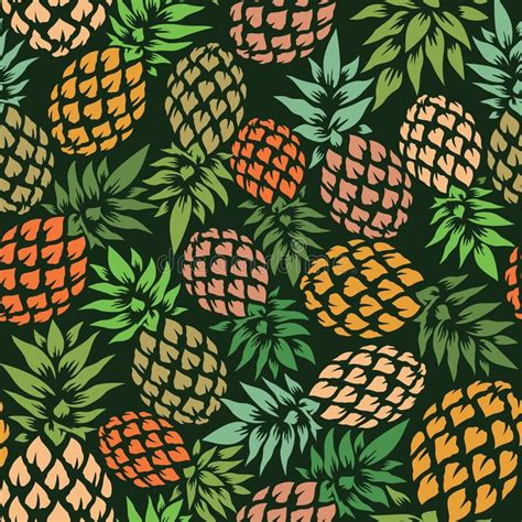 Pineapple Vector Background Summer Colorful Tropical Textile Print