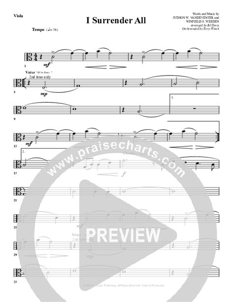 I Surrender All Viola Sheet Music PDF G3 Worship PraiseCharts