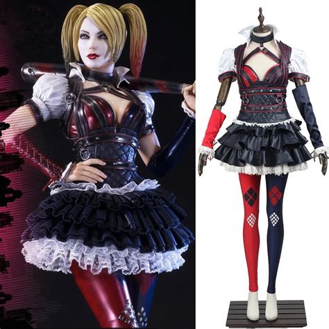 Batman Arkham Asylum Harley Quinn Sexy Costume Halloween Cosplay Girl