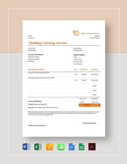 Free Catering Invoice Pdf Template Download