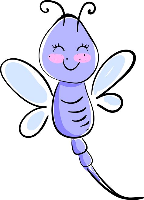 Happy Purple Dragonfly Illustration Vector On White Background