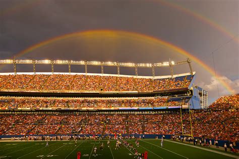 It took about two years for the denver broncos to change the name to broncos stadium at mile high. A rainbow over the stadium, Denver Broncos vs. Pittsburgh ...