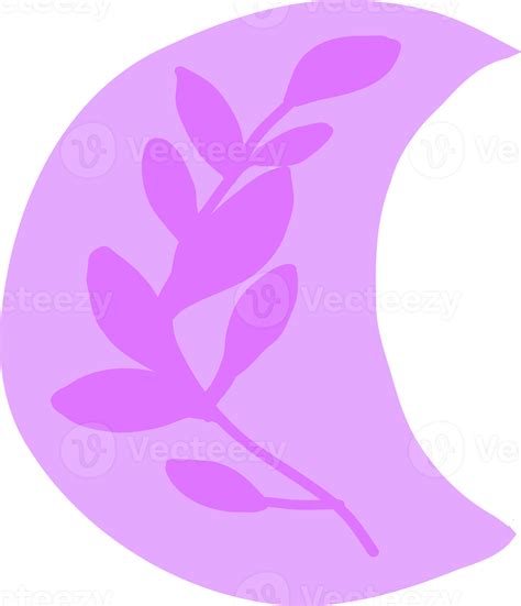 Purple Moon With Flower 16416476 Png