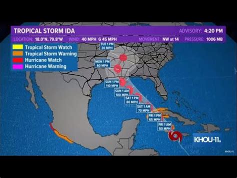 Tropical Storm Ida Forecast Cone Spaghetti Models And Warnings Youtube