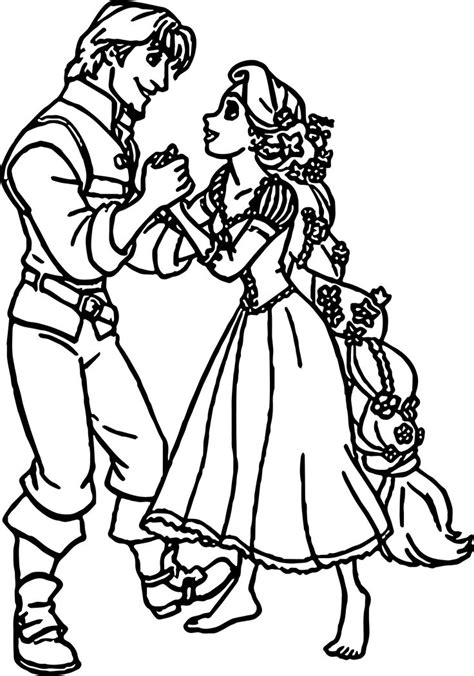 Rapunzel And Flynn Hand Coloring Page Coloring Pages Mermaid