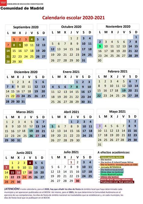 Calendario escolar impuesto por la consejería de educación. Calendario escolar 2020/2021