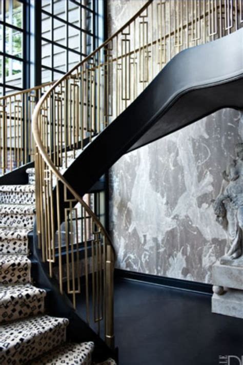 20 pcs mouse & hole decal sticker, 4 styles lifelike 3d mouse hole wall sticker, mouse in a hole wall decal art stickers, for home door stair wall decor 2021 new. Brass Art Deco stair rail with black accents is pure sophistication | Interior stairs, Kelly ...