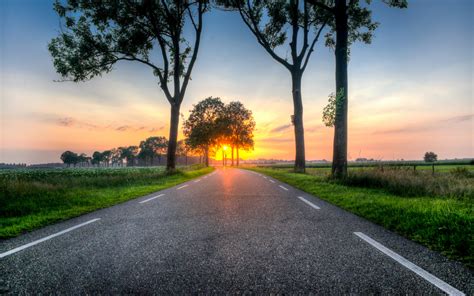 Download Road Highway Trees Landscape Sunset 1440x900 Wallpaper