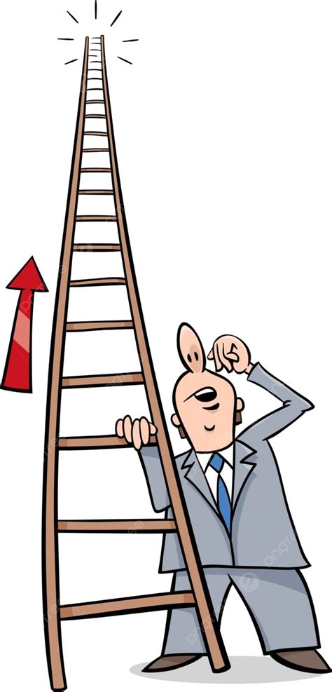 Ladder Of Success Cartoon Character Steps Concept Vector Character