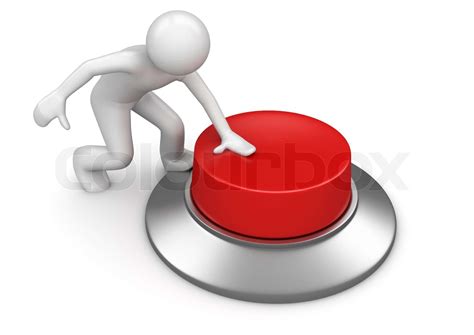 Man Pressing Red Emergency Button Stock Image Colourbox
