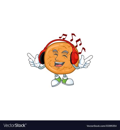 Cartoon Design Molasses Cookies Enjoying Music Vector Image