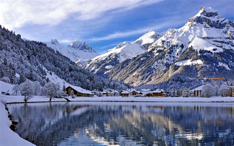 Landscape Mountain Lake Snow Wallpapers Hd Desktop And Mobile