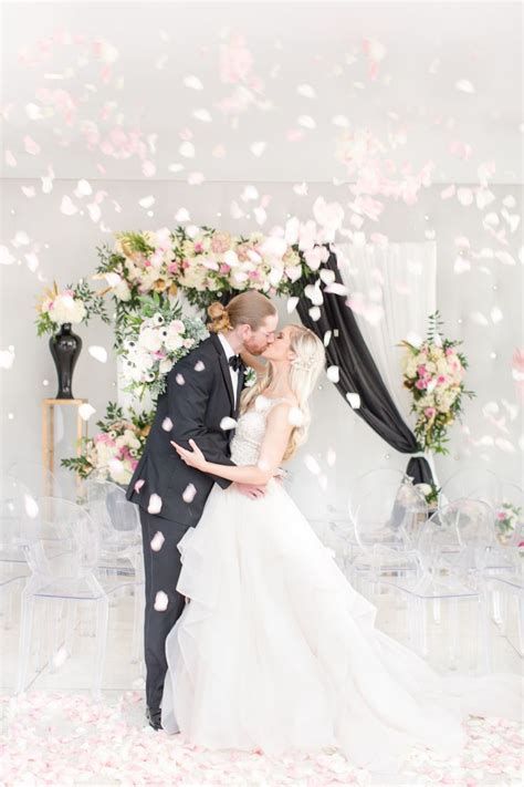 Romantic Black And White Wedding Inspiration With Pops Of Pink Floral