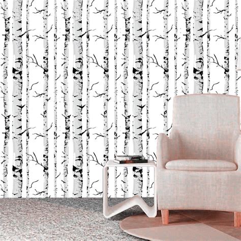 Birch Tree Self Adhesive Removable Wallpaper Birch Tree Trunk