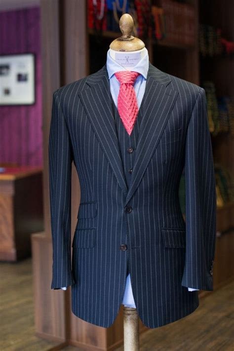 Latest Coat Pant Designs Navy Blue Stripe Formal Men Suit