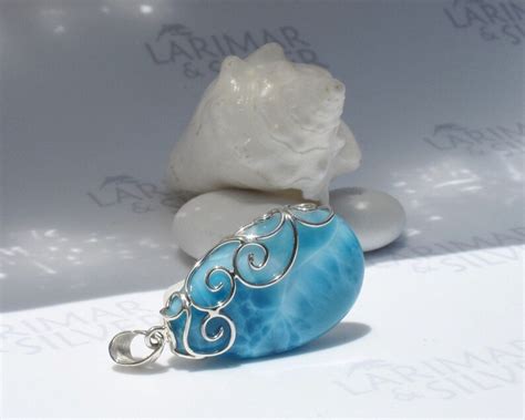 Larimar Pendant The Kingdom Of The Depths Dark Blue Larimar Etsy