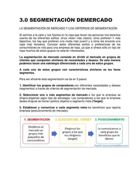 3 0 Segmentacion DE Mercadosdocx 3 SEGMENTACIN DEMERCADO LA