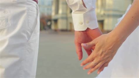The Newlyweds Tenderly Holding Hands Stock Footage Videohive