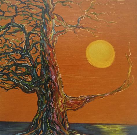 Gnarly Tree By The Sea Painting By Karen Doyle Fine Art America