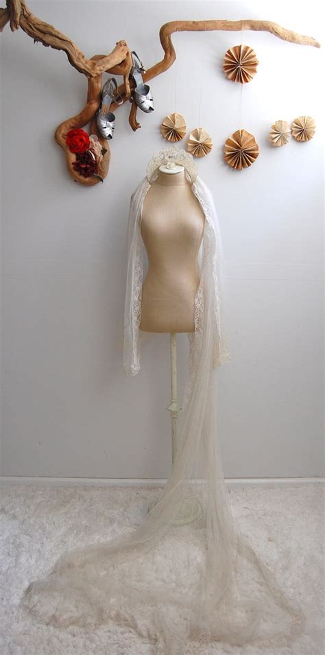 Vintage 1930s Wedding Veil 30s Tulle Headpiece The Eden Etsy