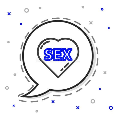 Line Heart With Text Sex Icon Isolated On White Background Adults Content Only Icon Colorful