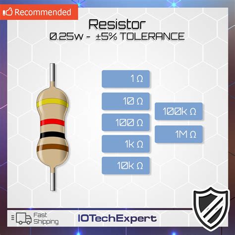 Resistor 1 10 100 1k 10k 100k 1m Ohm 025w 5 Shopee Malaysia