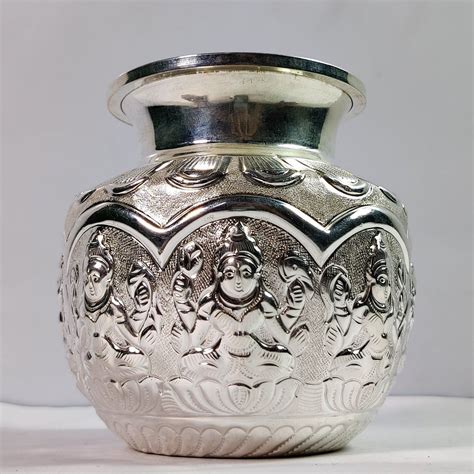 Pure Silver Ashta Lakshmi Kalasam Chembu 207g Silver Pooja Items
