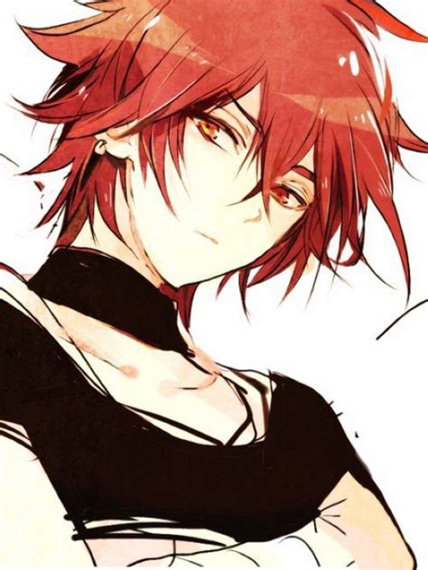 Anime Boy With Red Hair And Yellow Eyes