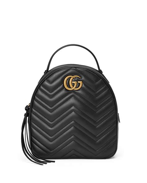 Authentic gucci gg black leather trim backpack. Gucci GG Marmont Quilted Leather Backpack, Black | Neiman ...