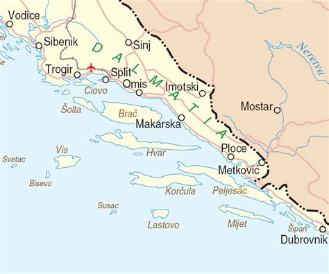 Chorvatsko Makarská Riviéra Mapa Chorvatsko Mapa