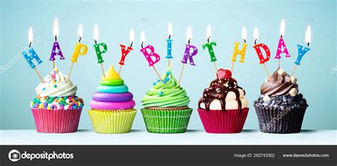 Colorful Happy Birthday Cupcakes — Stock Photo © Ruthblack 282743302