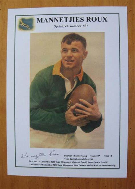 Rugby Mannetjies Roux Former Springbok Rugby Player Gloss Photo