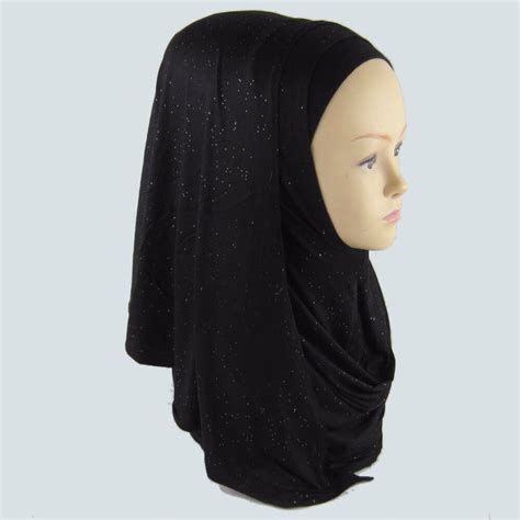 Jersey Glitter Instant Shawl Shimmer Hijab Slip On Shawls Shinny Amira