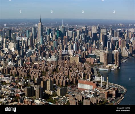 Aerial View Above Skyline Stuyvesant Town Midtown Manhattan New York