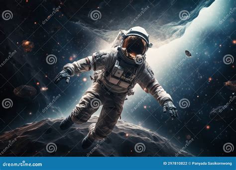 Astronaut Explore Saturn In The Outer Space Ai Generated Stock Photo
