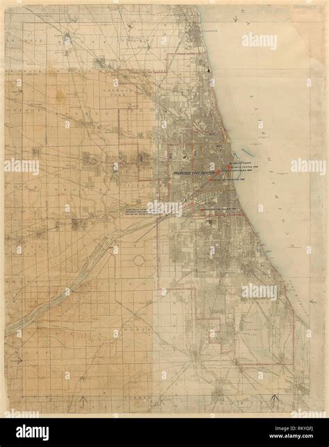 Plan Of Chicago Chicago Illinois Diagram Showing City Growth 1909